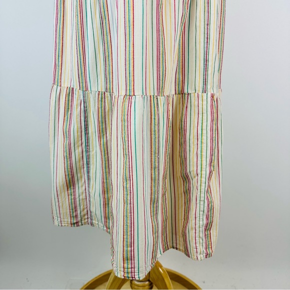 Madewell Button Back Tiered Rainbow Stripe Dress Size 4 Tall - Picture 8 of 11